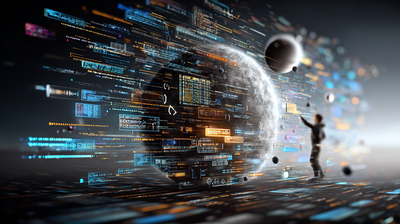 Pantalla de ordenador con imágenes y gran cantidad de texto