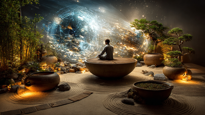 Imagen de cuencos y plantas con inspiración oriental