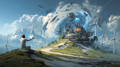 Imagen de una ciudad verde en una colina llena de vegetación