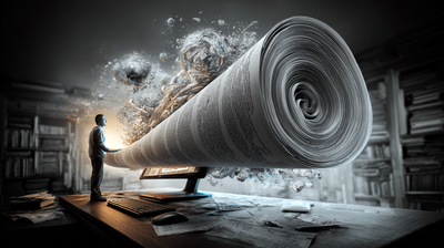 Pergamino de papel enrollado, pero de gran longitud