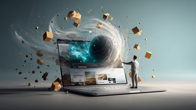 Ordenador mostrando una pagina web atractiva en la pantalla