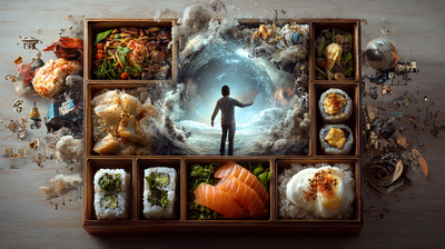 Composición de tarjetas y bloques de contenido ordenados en cuadrícula estilo bento